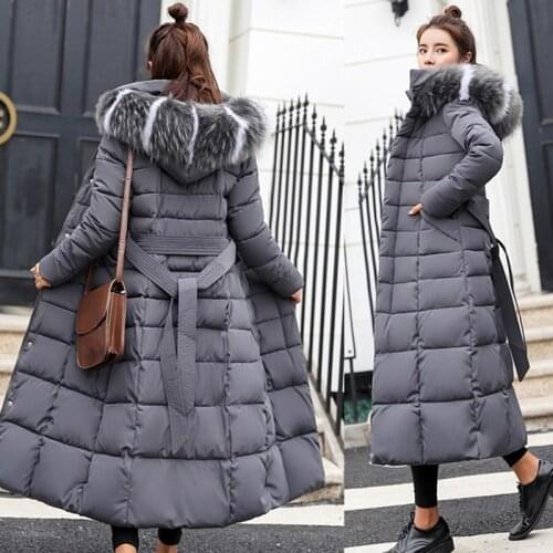 Winter Women Down Jacket Long Hooded Fashion Snow Clothing Warm Cotton-padded Long Sleeve Parkas Down Coat For Female #734