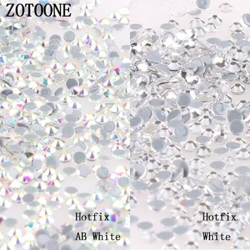 ZOTOONE SS6-SS20 Hotfix Glitter White Rhinestones and Crystal AB Flatback Strass Naaien & Stof Kledingstuk Strass Nail Art Stone
