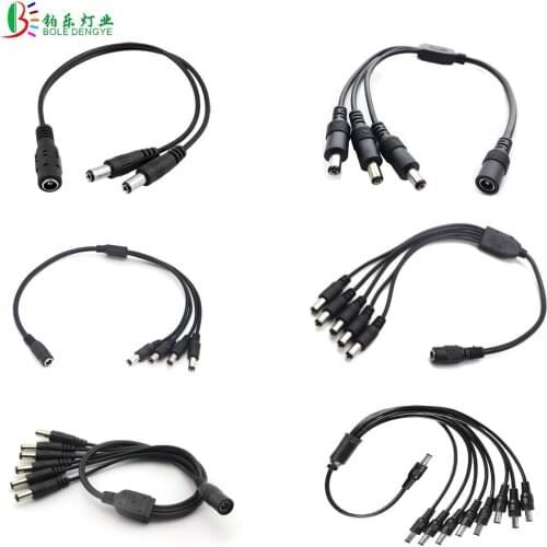 10pcs DC Connector Splitter Power Cord 1 To 2 3 4 5 6 8 Way Head Adapter Conduct Cable Connector For Power LED Strip CCTV Camera