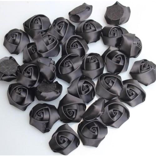 20piece/lot DIY Hand Made 3.5cm Back Satin Rose Artificial Ribbon Flower For Make Bridal Bridesmaid Wedding Bouquet