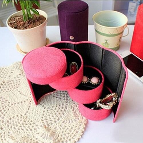 1PC 3-layer Jewelry Box Necklace Earring Ring Holder Jewelry Organizer Display Gift Box Cylindrical Boxes 4 Colors
