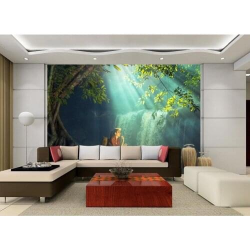 3d Wallpapers Nature Waterfall Scenery 3D Forest Wallpaper Walls Living room Bedroom Photo Wallpapers