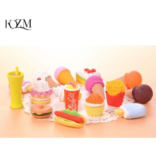 4Pcs Kawaii Ijs Hamburger Lolly Afneembare Rubber Gum Voor Kinderen Gift Correctie Tool School Briefpapier