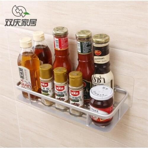 Aluminum Magic Sticker Sauce Bottle Storage Rack Wall Mounted Storage Rack Kitchen Organizer Max Loading 5kg