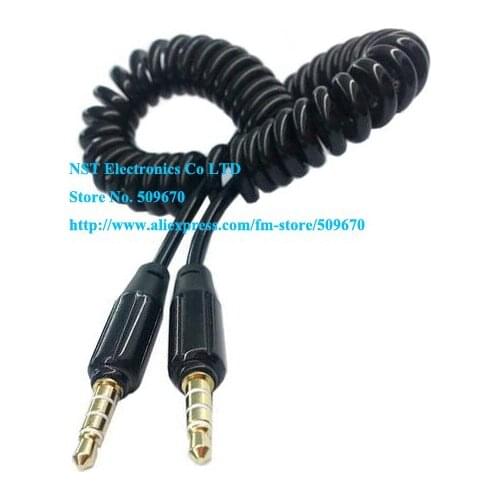 Free shipping/2pcs/High Quality Car Audio AUX Lin in 3.5mm male to 3.5mm male 4 Pos.Stretch cable 50cm Black New
