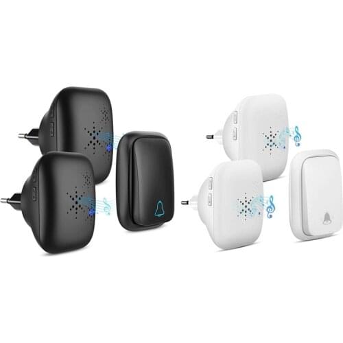 Wireless Doorbell Waterproof Self-Powered Button Smart Door Bell Sets Home Welcome Outdoor Chimes Receiver EU Plug