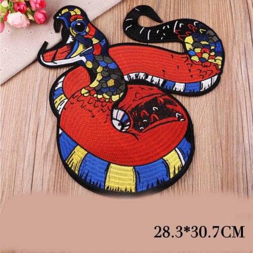 1PCS Punk Style Animal Big Snake Patch Badges Embroidered Applique Clothes Garment Apparel Accessories DIY Biker Jacket Badge