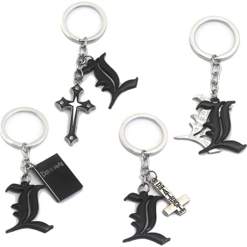 Death Note Keychains New Anime Keychain Black Book Metal Key Chain Ring Pendant Key Holder Charm Jewelry