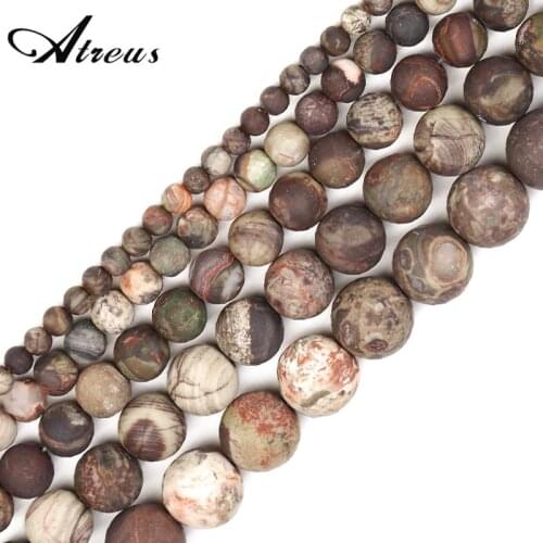 Brown Natural Stone Round Beads Flower Agate Fashion Atreus New 4-12mm Matte For Jewelry Making Suitable For Men Or Women
