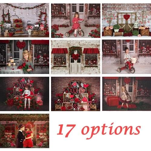 Kids Backdrop Valentines Day Theme Props Party Brick Wall Rose Red Dating Decoration Lovers Wooden Child Baby Background Studio