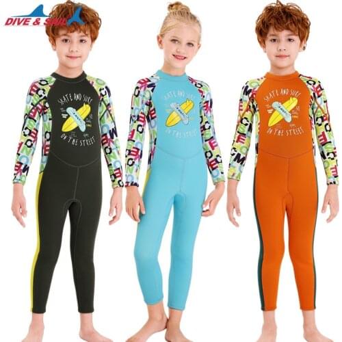2.5mm childrens swimsuit one-piece wetsuit for boys and girls long-sleeved anti-ultraviolet swimsuit snorkeling surfing suit