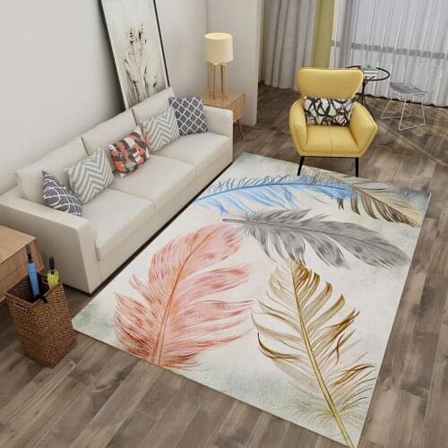 Nordic Colored feathers Carpet in The Living Room Luxury Bedroom Bedside Rug Hall Sofa Floor Carpets Home Decorative Large Rugs