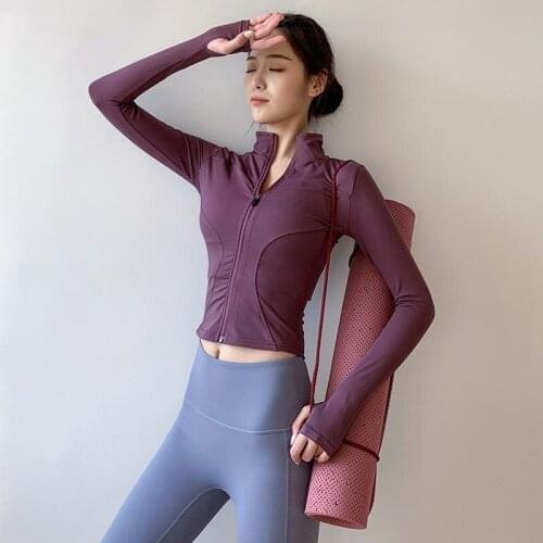 Yoga Crop Top Coat Womens Spring Summer New Jacket 2021 Sports Top Cardigan Zipper Running Top Deportivo Mujer Camisetas