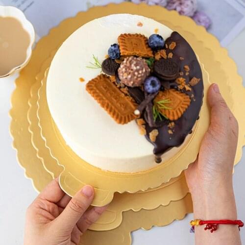 Meibum 16-35 CM Round Cake Cardboard Disposable Golden Paper Board Silver Mousse Base Plate Pastries Decorations Displays Tray