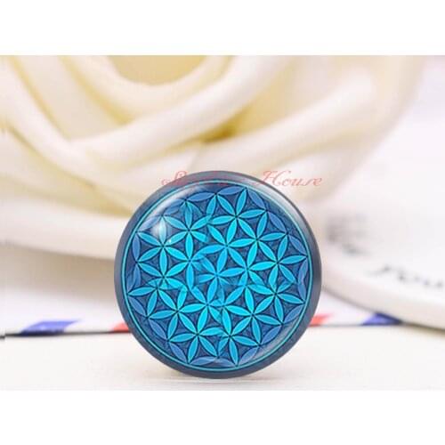 Handmade Round Flower of life photo glass Cabochons, Jewelry Finding Cameo Pendant Settings, (F4067-1655)