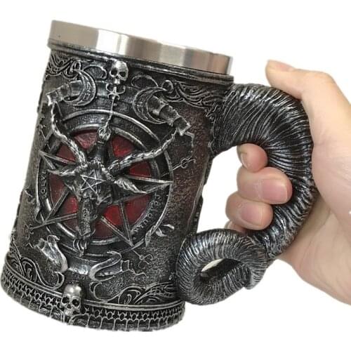 Skull Baphomet Beer Coffee Mugs Stainless Steel Tea Wine Cups Creative Drinkware