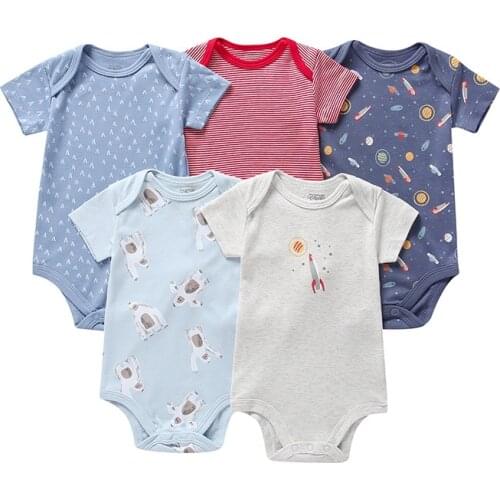 5pcs/lot Summer Baby Rompers Quality Toddler Boys Girls Jumpsuits Good Cotton One-piece Newborn Clothes