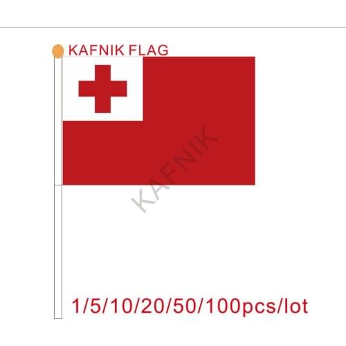 KAFNIK ,10/20/50/100pcsthe Small Tonga flag 14*21CM Tonga Flag the hand national flag with Pole Handing flag
