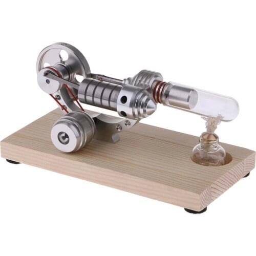 Aibecy Mini Hot Air Stirling Engine Motor Model Electricity Generator Wooden Base Physics Science Educational Toy