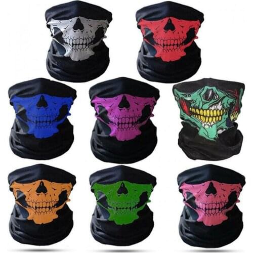 Mens and Womens Headscarves Halloween Scarf Skull Half Face Ski Mask Motorcycle Scarf Bike Scarf Windproof Dustproof WarmScarf