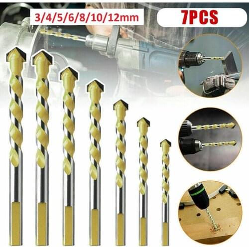 7PCS 3-12mm Drill Bits Set Multifunctional Drill Tool Ceramic Glass Punching Hole Working Set Wood Metal Marble Drill Power Tool