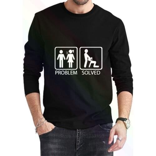 New PROBLEM SOLVED Logo Classic Black T-Shirt 2021 Newest Summer Mens Long Sleeve Popular Tees Shirt Tops Novel Unisex