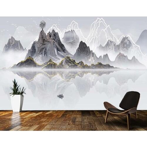 Papel de parede Chinese ink landscape painting wallpaper,living room tv wall bedroom wall papers home decoration bar mural