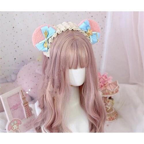 Lolita Daily Bear ear Headband Lovely Bowknot KC Hair Accessories Mori Girl Kawaii Hair hoop Cosplay Hair Clasp B911