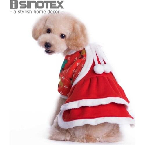 Snowflake Dog Clothes Pet Fur lining Red&White Sweety Apparel Clothing Button Puppy Dog Cotton Skirt Cat Coat Suit