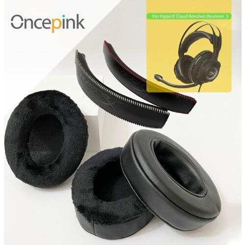 Oncepink Replacement EarPads Headband For HyperX Cloud Revolver,Revolver S Headphone Ear Cushion Earphones Accessories