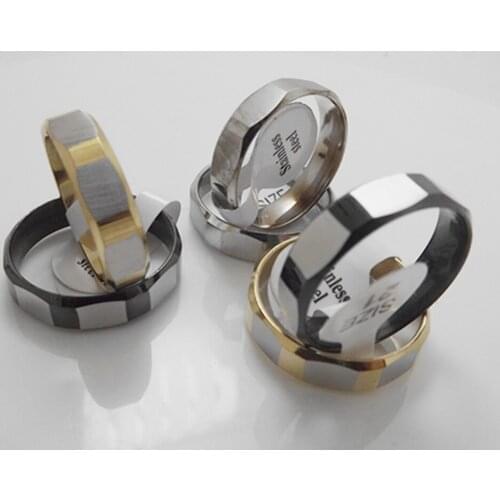 Wholesale NEW 36 pcs Fashion Inner arc 6mm outer grinding 8 plane stainless steel rings
