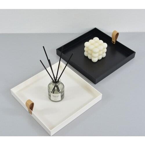 Plastic Storage Tray Rectangle Serving Trays Jewelry Cosmetic Storage Plate Key Sundries Organizer Pallet with Handle Home Decor