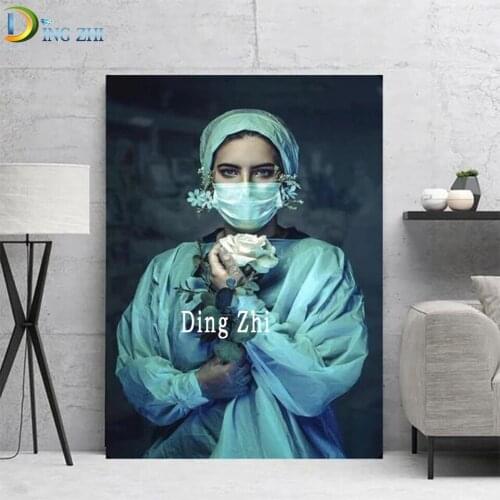 Full Drill Square Diamond Painting 5D"The Most Beautiful Medical Staff"Cross Stitch Kit Angel In White Embroidery Diamond Mosaic