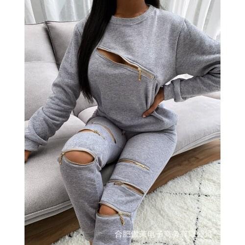 Sexy Zipper Long Sleeve Casual Sweatshirt Cover