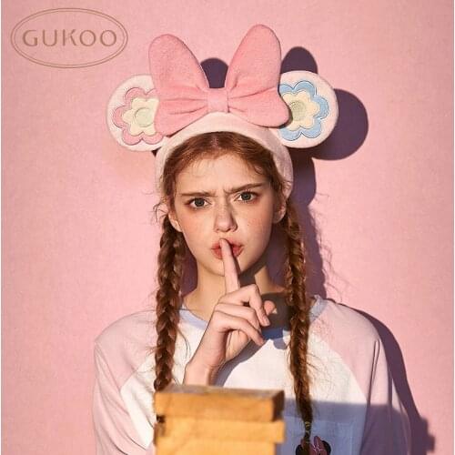 Disney embroidery big flower ear headband girl bow wash face hair band headband cartoon cute sweet wild headdress