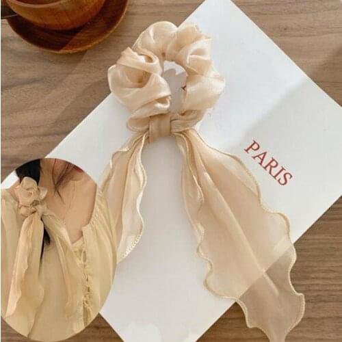 Women Ponytail Hair Ties Scarf Elastic Hair Rope for Women Hair Bow Scrunchies Solid Color Ribbon Bands Girls Hair Accessories