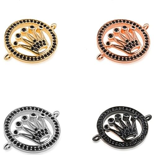 Luxury crown pendant necklace connector jewelry accessorie diy miniature precision inlay cubic zircon bracelet gift Making