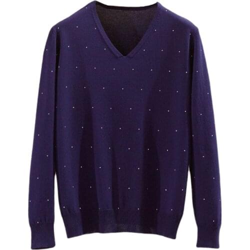 V-Neck Dots Black Oversized Plus Large Size Female Woman Blouses Winter WomenS Sweaters Clothing Latest 2020 Spring Autumn 6522
