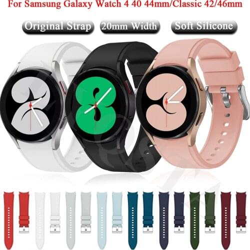 New20MM Silicone Watchband For Samsung Galaxy Watch4 Classic 42 46/Galaxy Watch 4 40 44MM Original Band Strap Wristband Bracelet