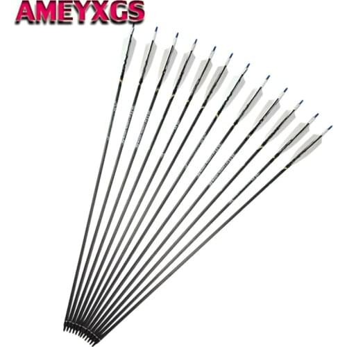 6/12pcs 31inch Archery Carbon Arrows Spine 500 Pure Carbon Arrow Turkey Feather For Bows Hunting Shooting Accessories