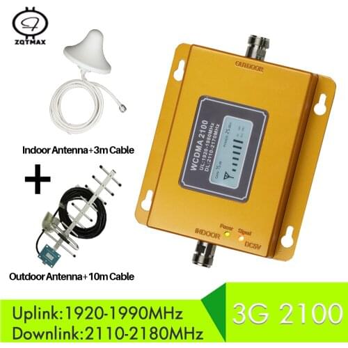 ZQTMAX 3G Cellular Amplifier WCDMA 2100 3G Mobile Signal Booster 3G signal Repeater for MTS Beeline Vodafone EU Assia Africa RU