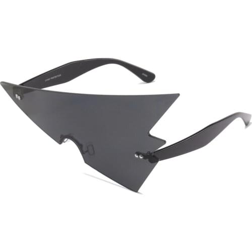 Veshion One Piece Funny Sunglasses Women Oversized Candy Color Male Sun Glasses Vintage Rimless Party Accessories Blue Pink