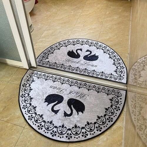 Door Entrance Mat Bathroom Absorbent Non-slip Floor Mats Doormats Golden Diamond Velvet Modern Simple Semicircle Black Swan