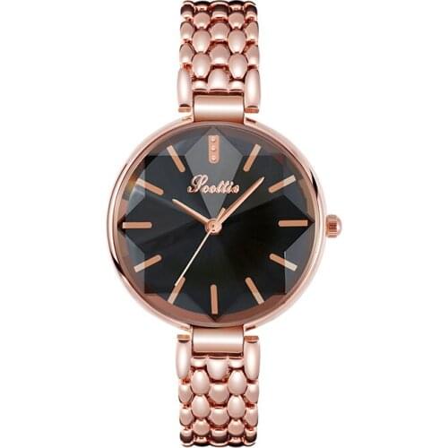 Top Quality Rose Gold Watch Women Scottie Brand Japan Quartz Ladies Shining Cutting Mirror Female Wrist Watch Relojes Mujer 2018