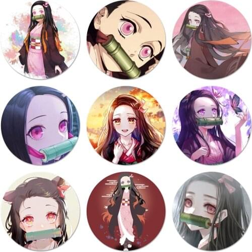 Nezuko Kimetsu Icons Pins Badge Decoration Brooches Metal Badges For Clothes Backpack Decoration