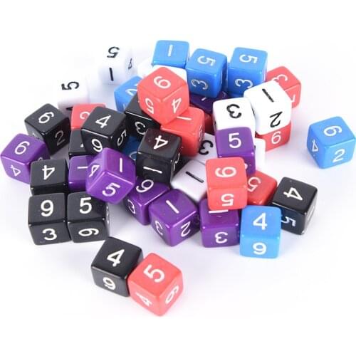 10PCS D6 Drink Digital Dice Set for Funny Party Club Pub Board Playing Game Accessory 5 Colors 16mm