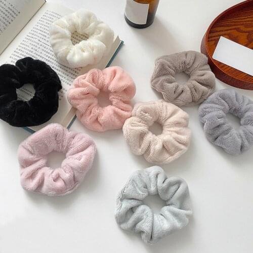 2021 Hair Ties Headdress Cute Women Fur Elastic Scrunchies Hair Rope Soft Plush Winter Warm Rubber Bands Hair Ring