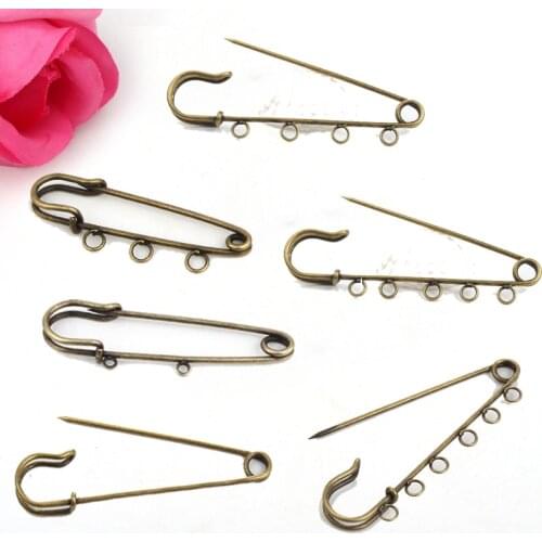 3pcs Bronze Plated 2/3/4/5/6 Hole Brooch Findings Safety Pins Connector Dangle DIY Making Charms Pendant Needle Jewelry C17