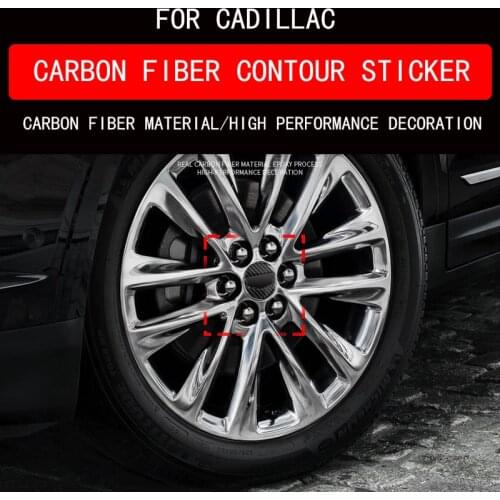 4PCS Car Wheel Cover Decoration Stickers For Cadillac XT4 XT5 XT6 CT4 CT5 CT6 XTS ATS Real Carbon Fiber Hubcaps Sticker