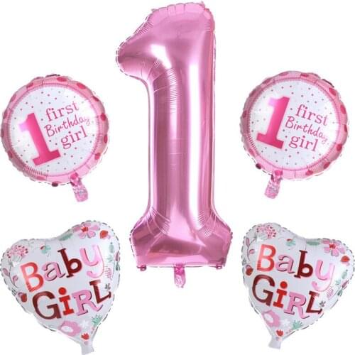 5Pcs Baby Shower 1st Birthday Balloons Pink Blue 40inch Number Foil Balloons Birthday Party Decorations Kids Party Supplies 156